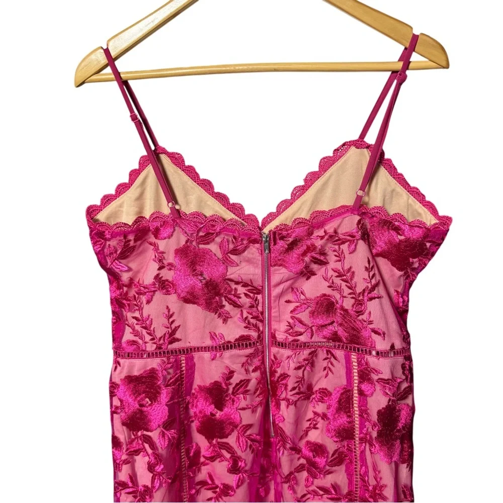 LULUS Deeply Cherished Hot Pink Lace Midi Dress XL - Picture 7 of 13